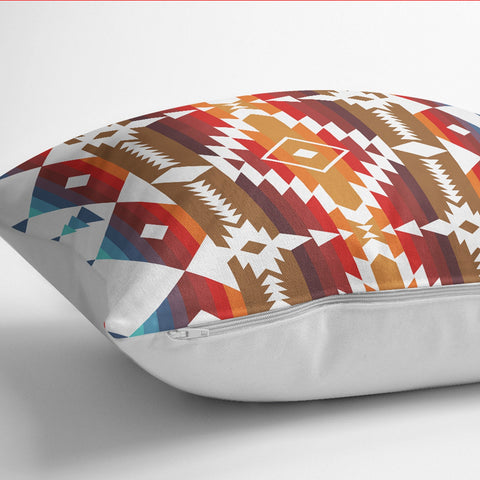 Rug Design Pillow Cover|Decorative Geometric Pillowtop|Terracotta Southwestern Cushion Case|Aztec Home Decor|Ethnic Farmhouse Cushion Cover