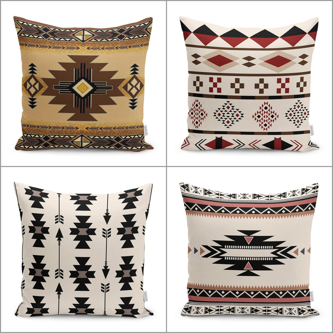 Rug Design Pillow Cover|Terracotta Southwestern Cushion Case|Aztec Home Decor|Ethnic Farmhouse Cushion Cover|Decorative Geometric Pillowtop