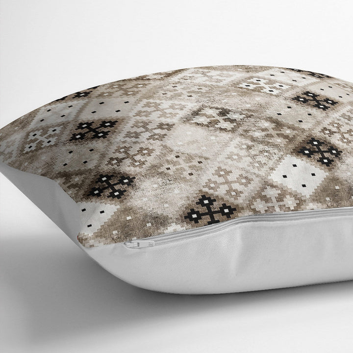 Rug Design Pillow Cover|Decorative Geometric Pillowtop|Southwestern Cushion Case|Aztec Home Decor|Ethnic Farmhouse Outdoor Cushion Cover