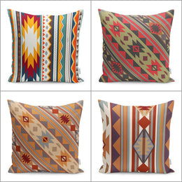Rug Design Pillow Cover|Terracotta Southwestern Cushion|Aztec Home Decor|Ethnic Brick Color Cushion Cover|Decorative Geometric Pillowtop