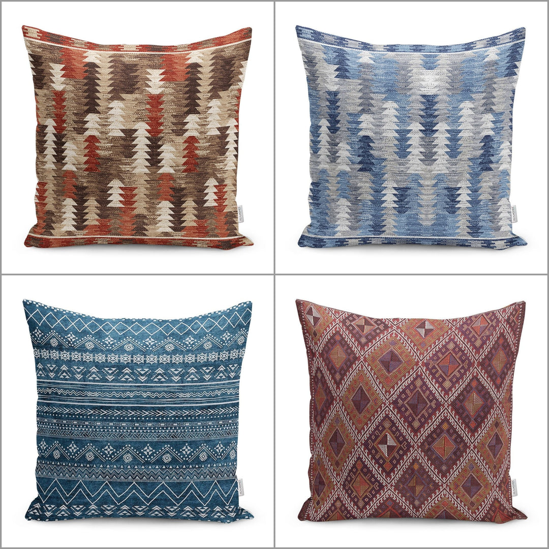 Rug Design Pillow Cover|Southwestern Cushion Case|Aztec Home Decor|Ethnic Farmhouse Cushion Cover|Tribal Design Geometric Throw Pillowtop