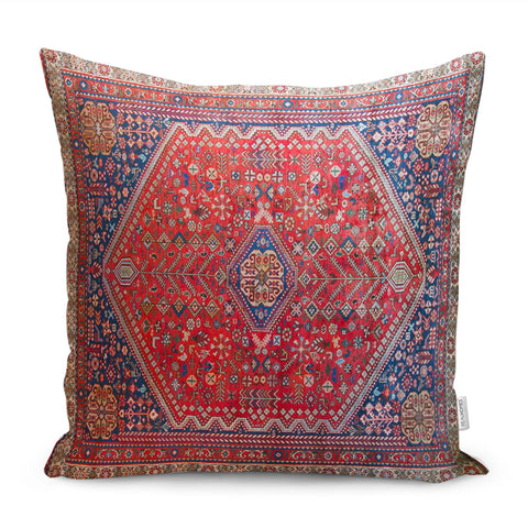 Kilim Pattern Pillow Cover|Rug Design Cushion Case|Worn Looking Pillow Case|Ethnic Home Decor|Farmhouse Style Geometric Outdoor Pillowtop