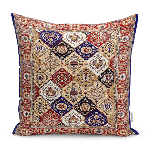 Kilim Pattern Pillow Cover|Rug Design Cushion Case|Rustic Turkish Pillow Case|Ethnic Home Decor|Farmhouse Style Geometric Outdoor Pillowtop