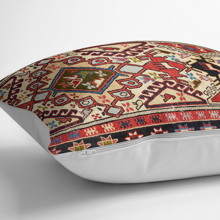 Kilim Pattern Pillow Cover|Rug Design Cushion Case|Vintage Looking Pillow Case|Ethnic Home Decor|Farmhouse Style Geometric Outdoor Pillowtop