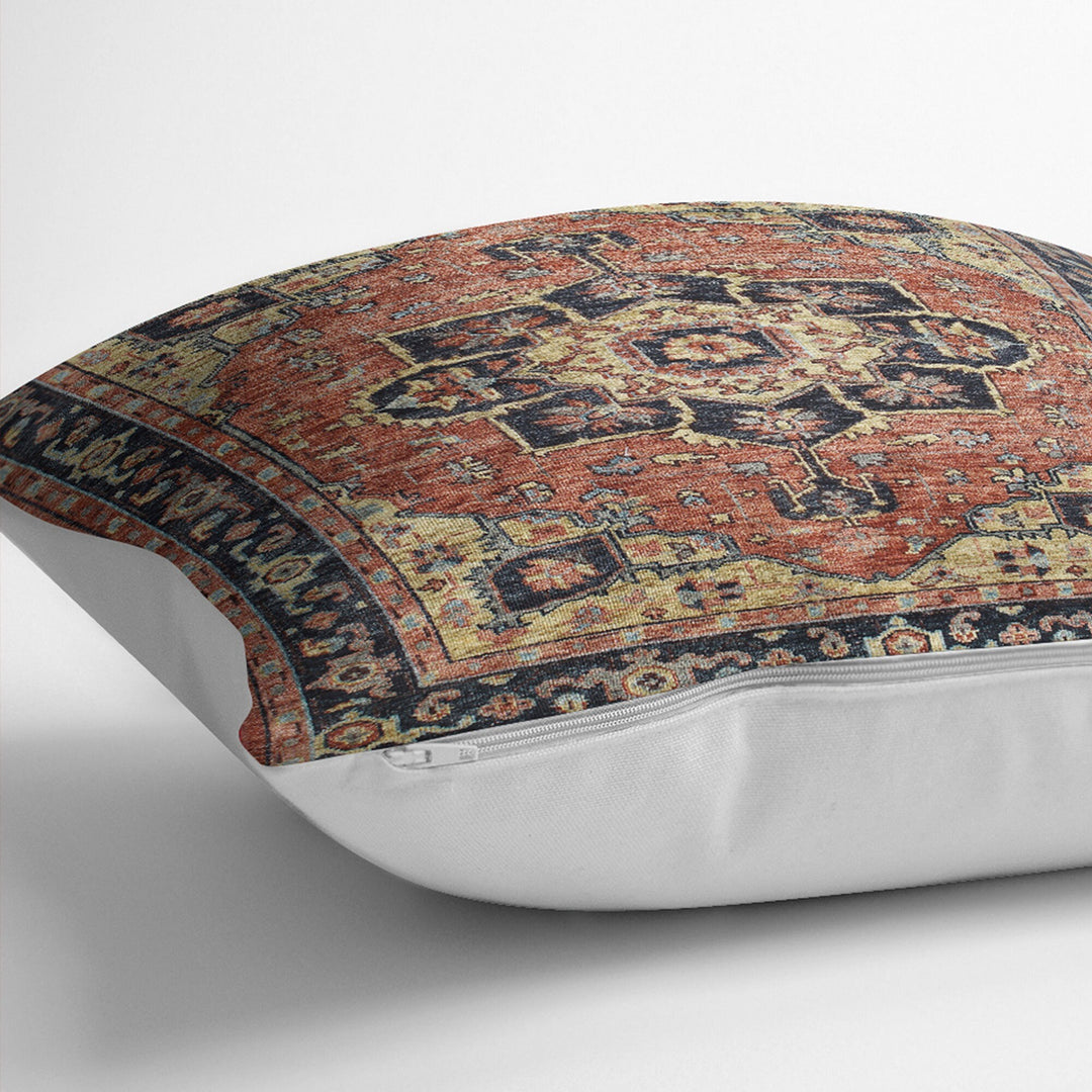 Kilim Pattern Pillow Cover|Rug Design Cushion Case|Worn Looking Pillow Case|Ethnic Home Decor|Farmhouse Style Geometric Throw Pillowtop