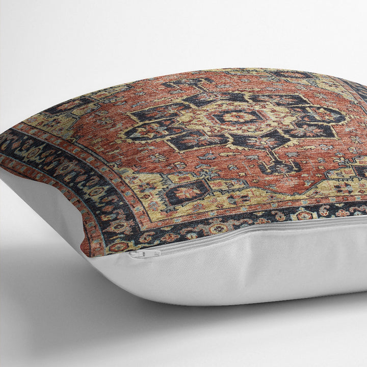 Kilim Pattern Pillow Cover|Rug Design Cushion Case|Worn Looking Pillow Case|Ethnic Home Decor|Farmhouse Style Geometric Throw Pillowtop