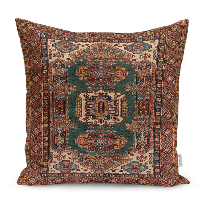 Kilim Pattern Pillow Cover|Rug Design Cushion Case|Worn Looking Pillow Case|Ethnic Home Decor|Farmhouse Style Geometric Throw Pillowtop