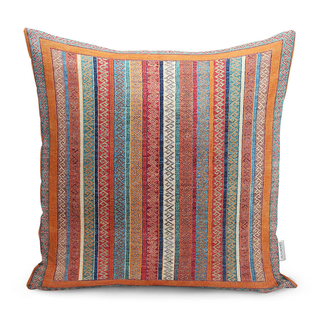 Kilim Pattern Pillow Cover|Rug Design Cushion Case|Ethnic Home Decor|Ottoman Pillow Case|Farmhouse Style Geometric Outdoor Throw Pillowtop