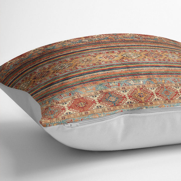 Kilim Pattern Pillow Cover|Rug Design Cushion Case|Ethnic Home Decor|Ottoman Pillow Case|Farmhouse Style Geometric Outdoor Throw Pillowtop