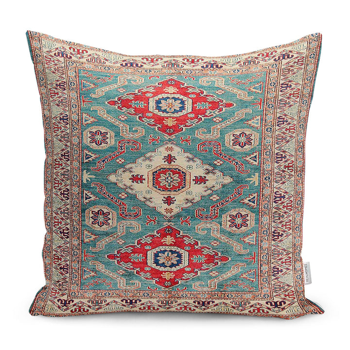 Kilim Pattern Pillow Cover|Rug Design Cushion Case|Boho Bedding Pillow|Ethnic Anatolian Home Decor|Farmhouse Geometric Outdoor Pillowtop