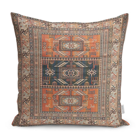 Kilim Pattern Pillow Cover|Ethnic Home Decor|Rug Design Cushion Case|Worn Looking Pillow Case|Farmhouse Style Geometric Outdoor Pillowtop
