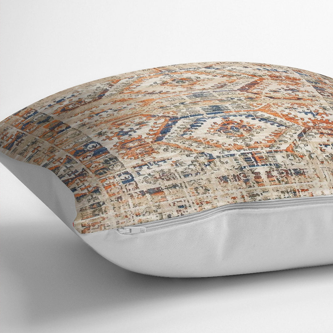 Worn Looking Pillow Case|Kilim Pattern Pillow Cover|Rug Design Cushion Case|Ethnic Home Decor|Anatolian Style Geometric Outdoor Pillowtop