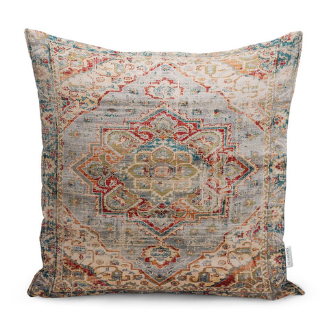Worn Looking Pillow Case|Kilim Pattern Pillow Cover|Rug Design Cushion Case|Ethnic Home Decor|Anatolian Style Geometric Outdoor Pillowtop
