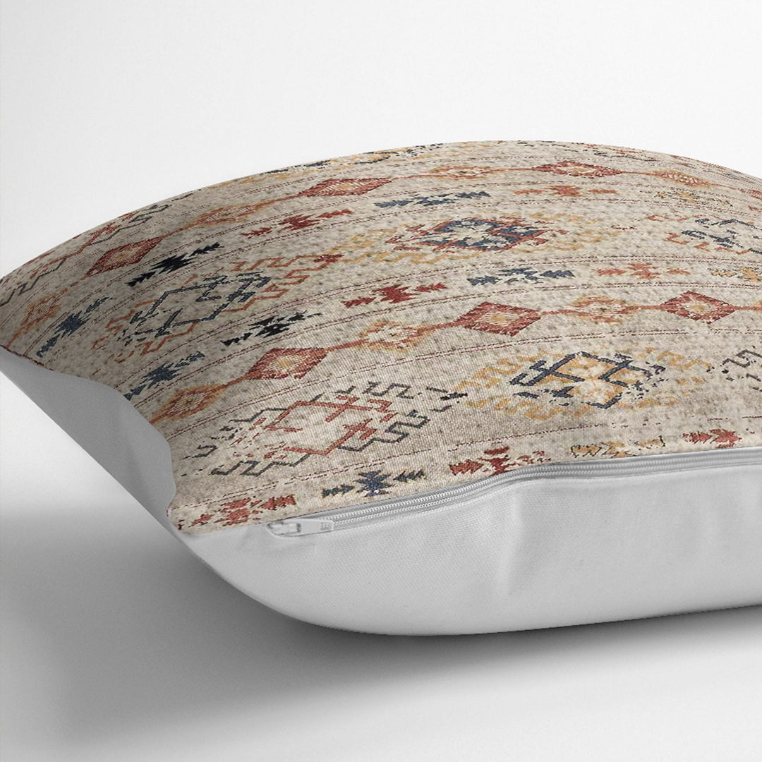 Worn Looking Pillow Case|Kilim Pattern Pillow Cover|Rug Design Cushion Case|Ethnic Home Decor|Anatolian Style Geometric Outdoor Pillowtop