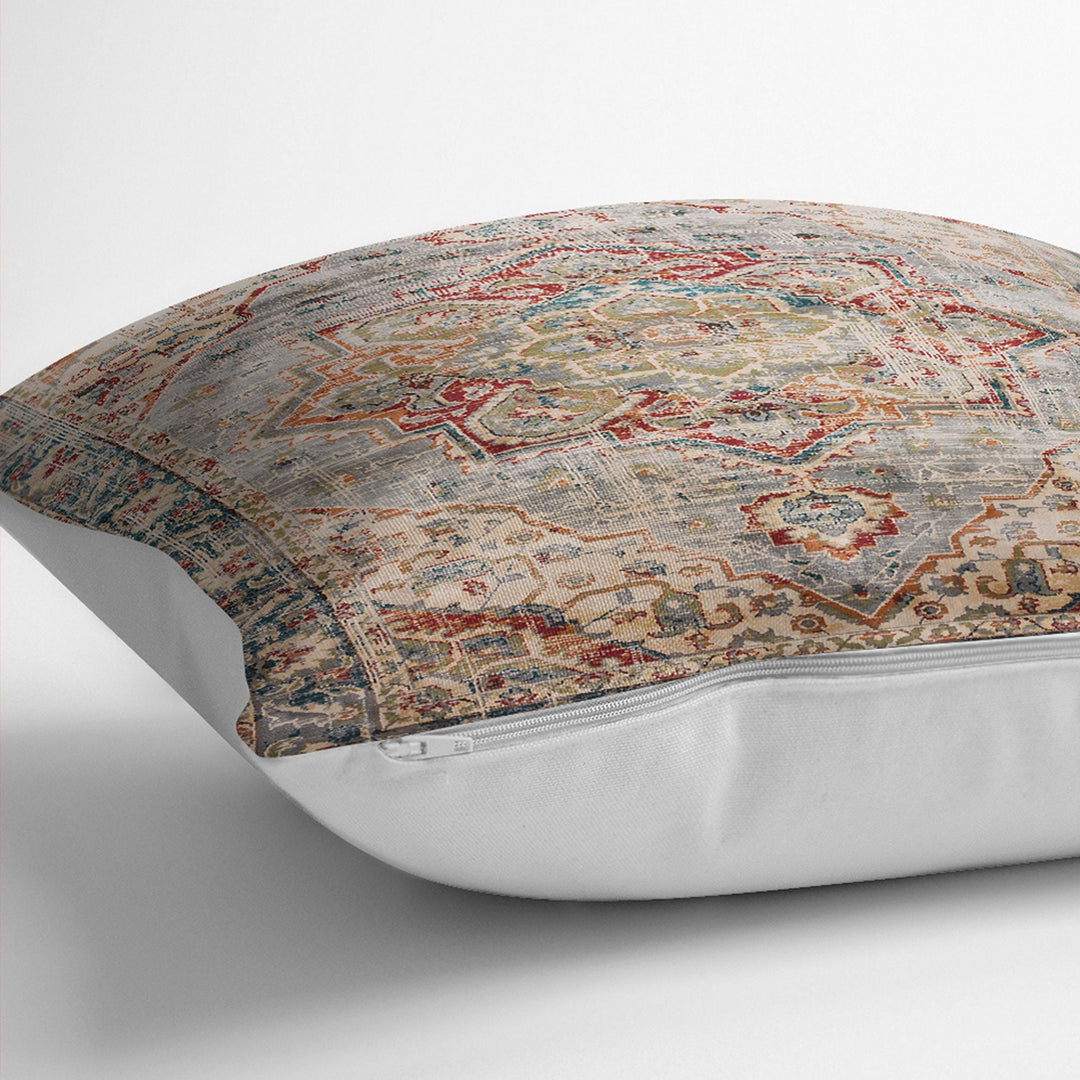 Worn Looking Pillow Case|Kilim Pattern Pillow Cover|Rug Design Cushion Case|Ethnic Home Decor|Anatolian Style Geometric Outdoor Pillowtop