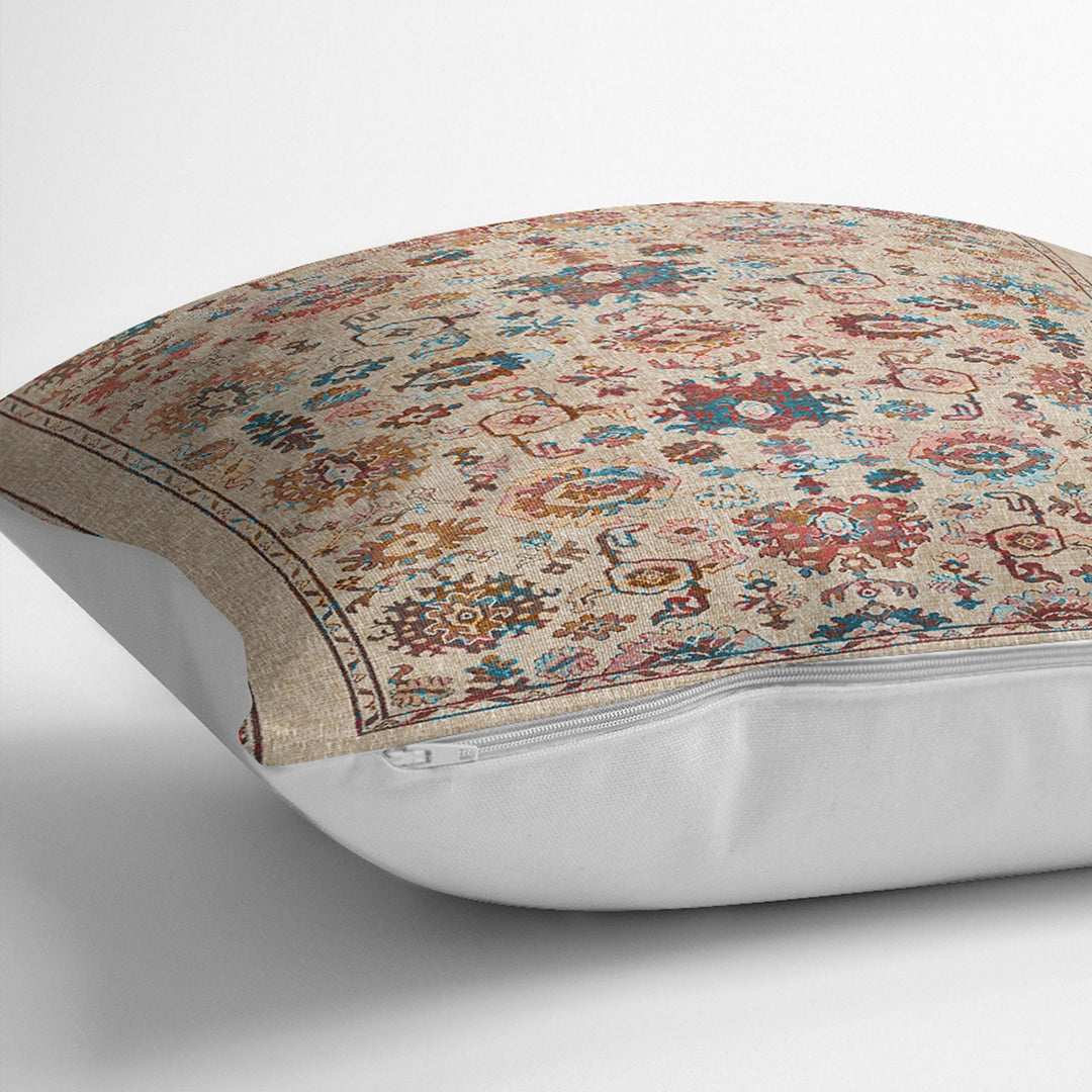 Worn Looking Pillow Case|Kilim Pattern Pillow Cover|Rug Design Cushion Case|Ethnic Home Decor|Anatolian Style Geometric Outdoor Pillowtop