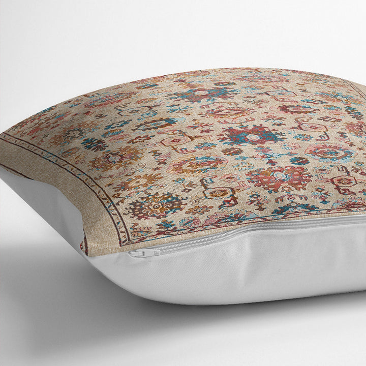 Worn Looking Pillow Case|Kilim Pattern Pillow Cover|Rug Design Cushion Case|Ethnic Home Decor|Anatolian Style Geometric Outdoor Pillowtop