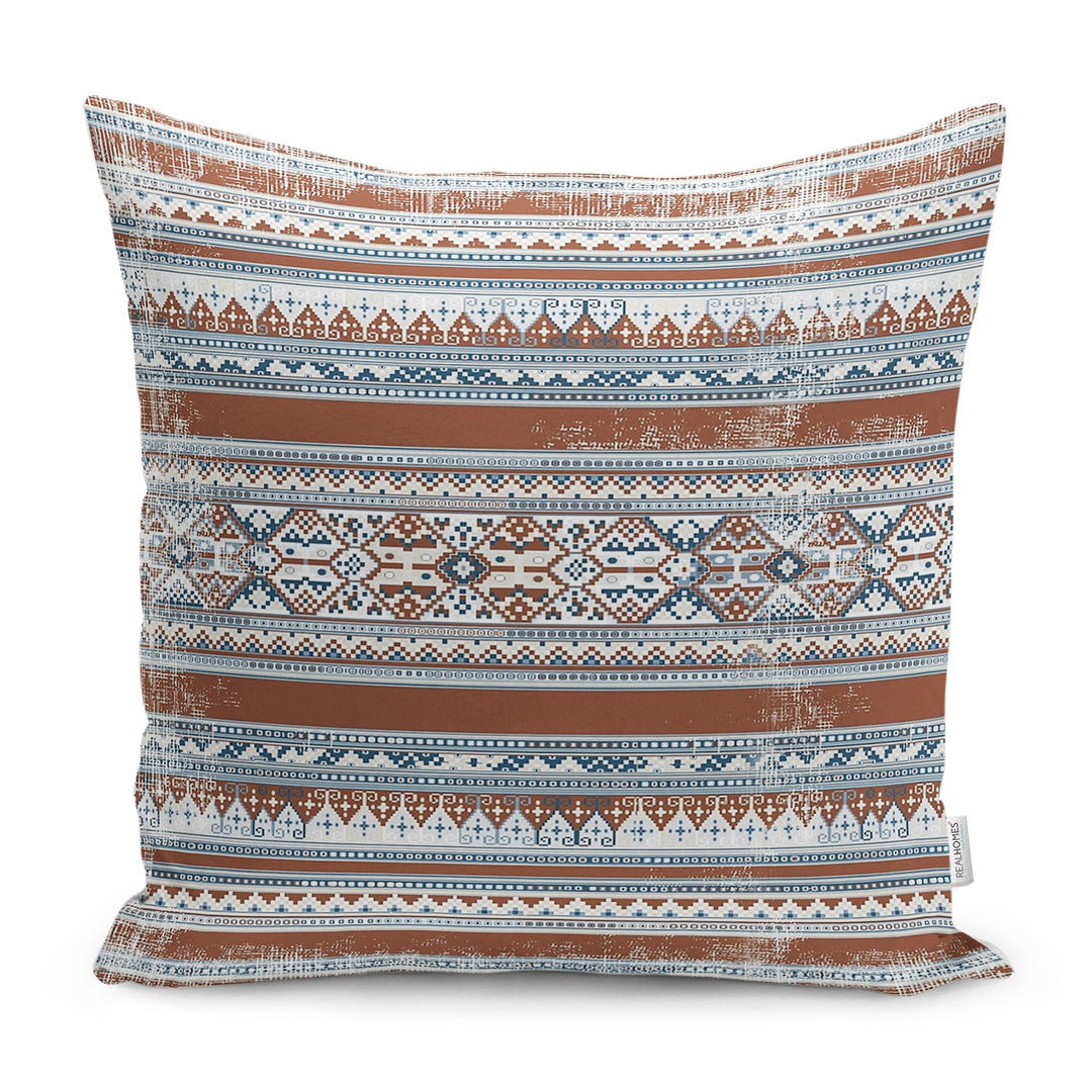 Kilim Pattern Pillow Cover|Rug Design Cushion Case|Traditional Pillow Case|Ethnic Home Decor|Farmhouse Style Geometric Outdoor Pillowtop