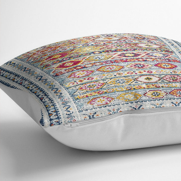 Kilim Pattern Pillow Cover|Rug Design Cushion Case|Traditional Pillow Case|Ethnic Home Decor|Farmhouse Style Geometric Outdoor Pillowtop