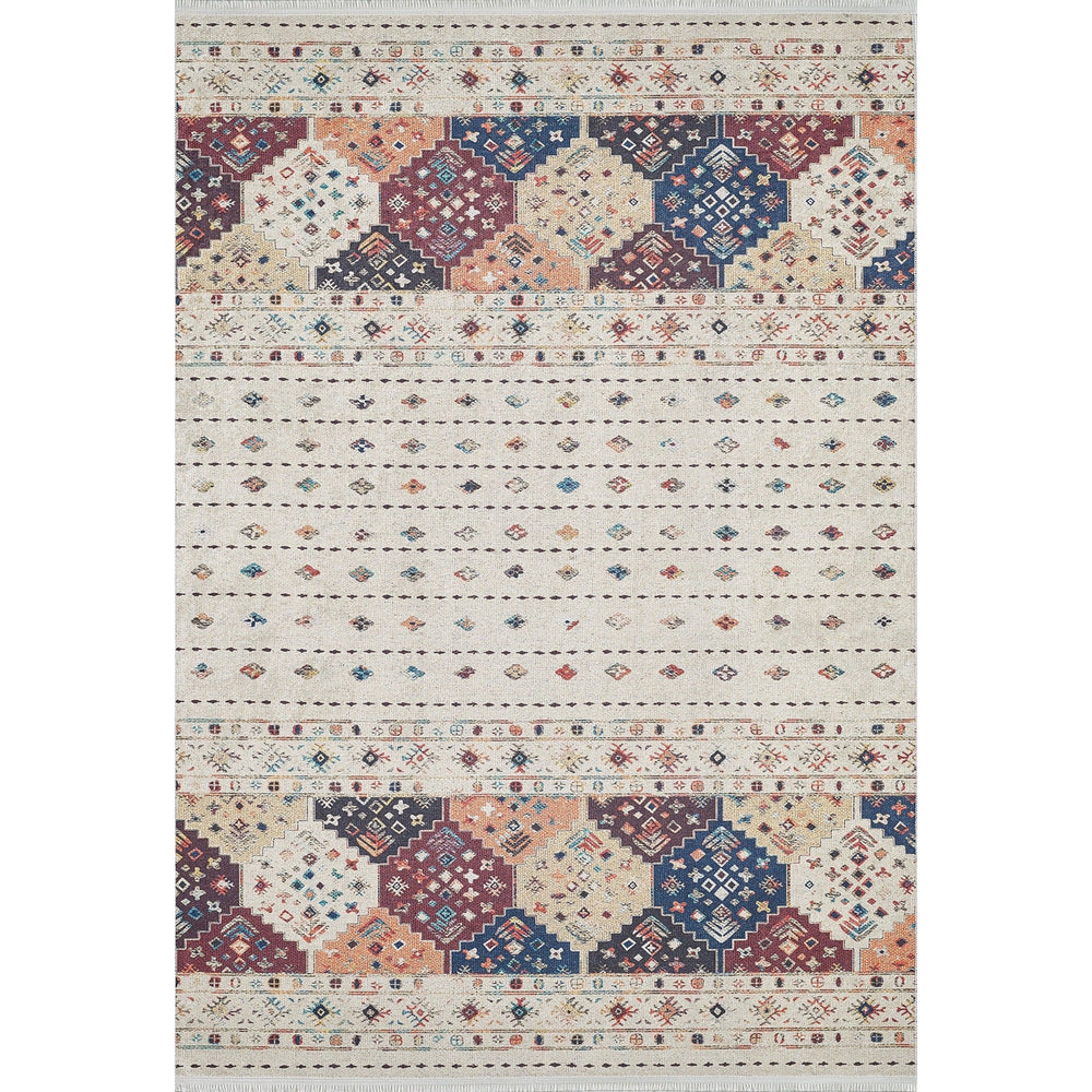 Ethnic Design Rug|Machine-Washable Non-Slip Rug|Boho Kilim Carpet|Decorative Anatolian Area Rug|Multi-Purpose Anti-Slip Carpet|Geometric Rug