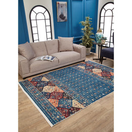Ethnic Design Rug|Machine-Washable Non-Slip Rug|Boho Kilim Carpet|Geometric Anatolian Area Rug|Multi-Purpose Anti-Slip Carpet|Decorative Rug
