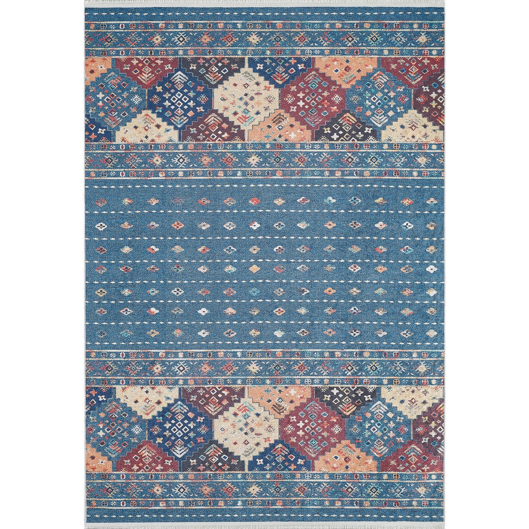 Ethnic Design Rug|Machine-Washable Non-Slip Rug|Boho Kilim Carpet|Geometric Anatolian Area Rug|Multi-Purpose Anti-Slip Carpet|Decorative Rug