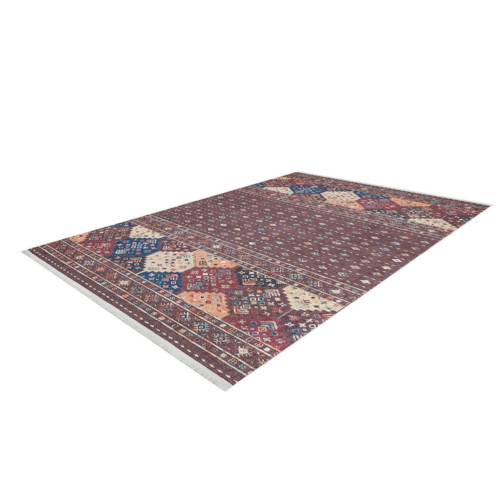 Ethnic Design Rug|Machine-Washable Non-Slip Rug|Rustic Kilim Carpet|Geometric Anatolian Area Rug|Decorative Multi-Purpose Anti-Slip Carpet