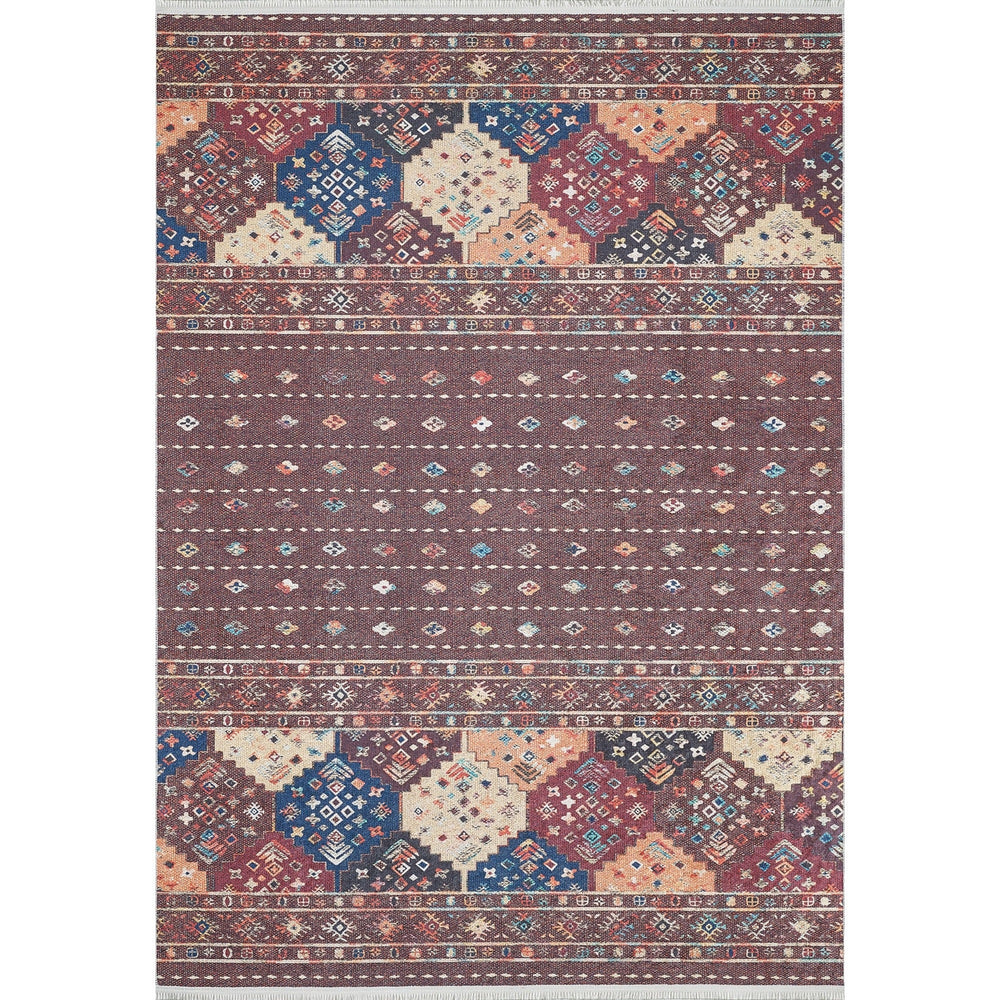 Ethnic Design Rug|Machine-Washable Non-Slip Rug|Rustic Kilim Carpet|Geometric Anatolian Area Rug|Decorative Multi-Purpose Anti-Slip Carpet