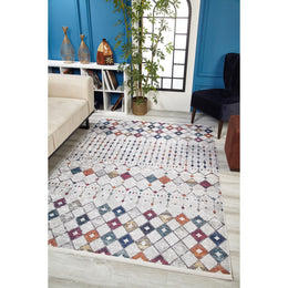 Geometric Boho Rug|Diamond Pattern Washable Carpet|Machine-Washable Non-Slip Rug|Modern Decorative Area Rug|Multi-Purpose Anti-Slip Carpet