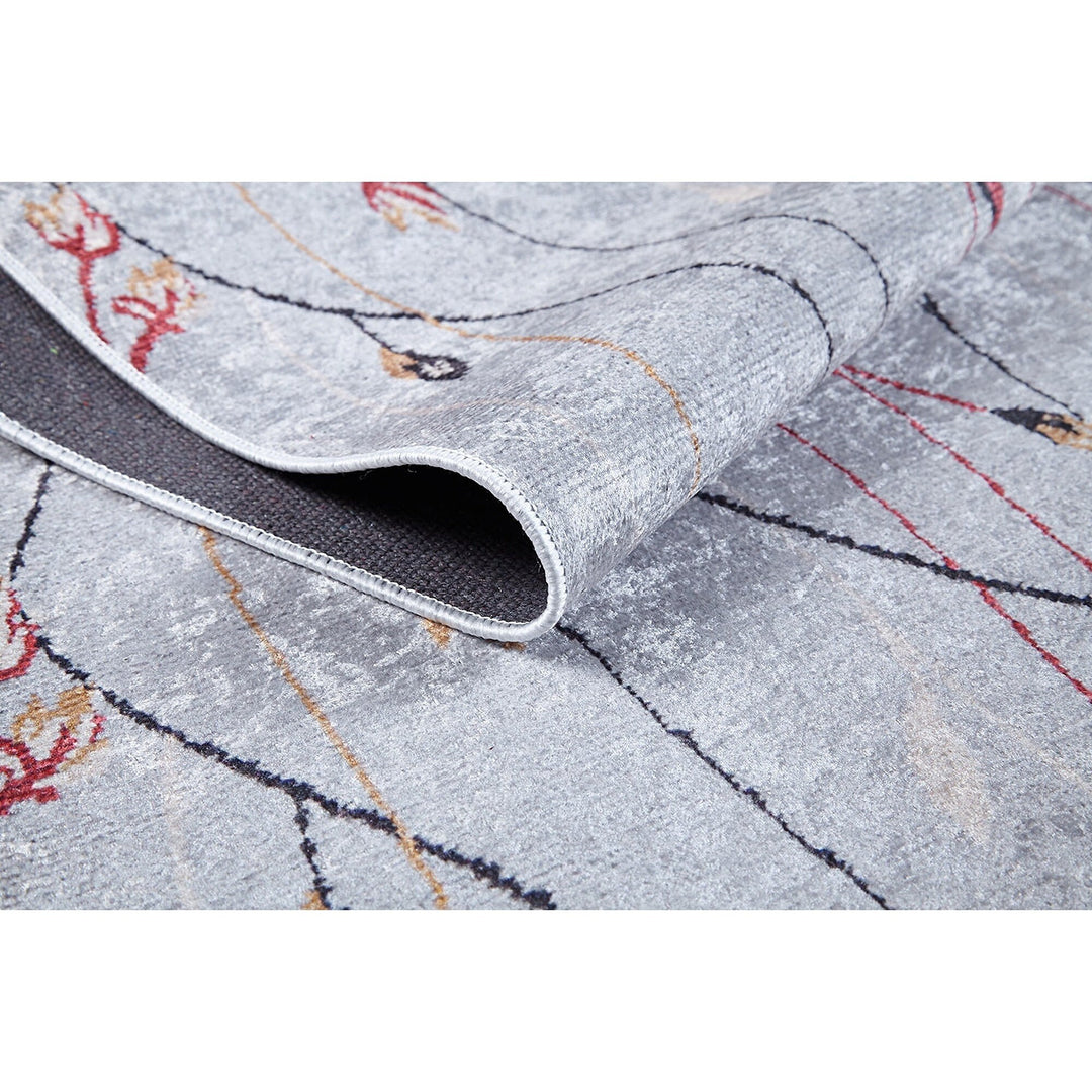 Bohemian Gray Rug|Machine-Washable Non-Slip Rug|Boho Washable Carpet|Housewarming Abstract Design Area Rug|Multi-Purpose Anti-Slip Carpet