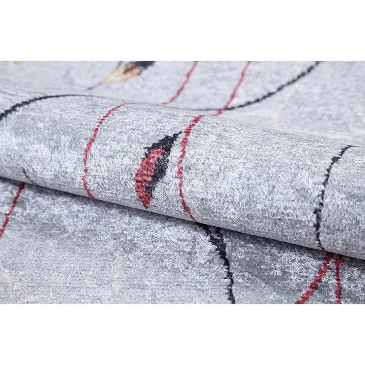 Bohemian Gray Rug|Machine-Washable Non-Slip Rug|Boho Washable Carpet|Housewarming Abstract Design Area Rug|Multi-Purpose Anti-Slip Carpet