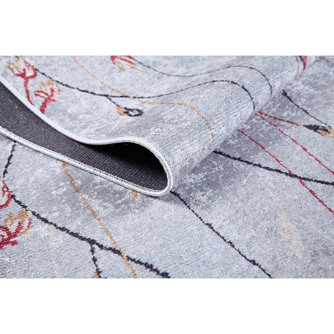 Bohemian Gray Rug|Machine-Washable Non-Slip Rug|Boho Washable Carpet|Housewarming Abstract Design Area Rug|Multi-Purpose Anti-Slip Carpet