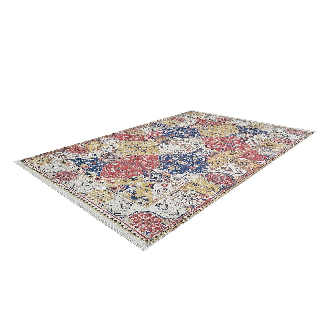 Ethnic Colorful Rug|Machine-Washable Non-Slip Rug|Kilim Pattern Washable Carpet|Decorative Anatolian Area Rug|Multi-Purpose Anti-Slip Carpet
