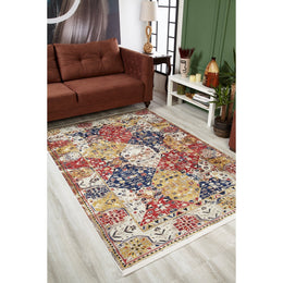 Ethnic Colorful Rug|Machine-Washable Non-Slip Rug|Kilim Pattern Washable Carpet|Decorative Anatolian Area Rug|Multi-Purpose Anti-Slip Carpet