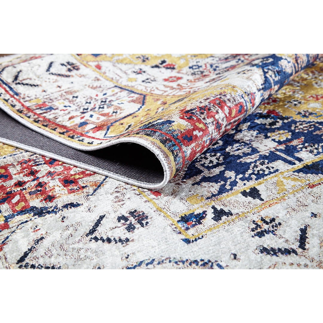 Ethnic Colorful Rug|Machine-Washable Non-Slip Rug|Kilim Pattern Washable Carpet|Decorative Anatolian Area Rug|Multi-Purpose Anti-Slip Carpet