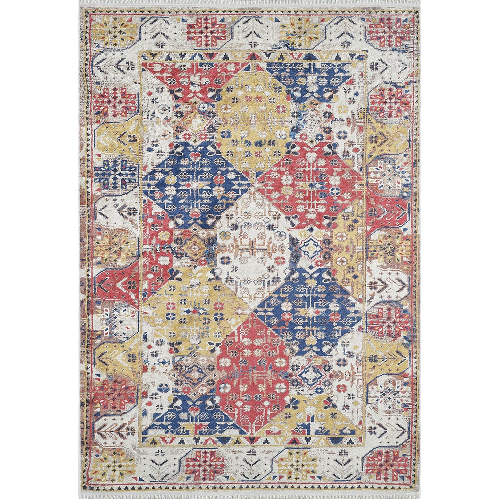 Ethnic Colorful Rug|Machine-Washable Non-Slip Rug|Kilim Pattern Washable Carpet|Decorative Anatolian Area Rug|Multi-Purpose Anti-Slip Carpet