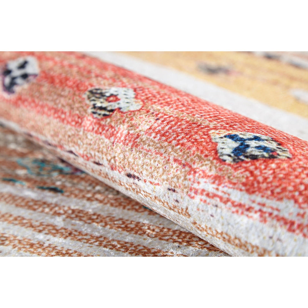 Ethnic Design Rug|Machine-Washable Carpet|Rustic Turkish Kilim Pattern Non-Slip Rug|Farmhouse Style Modern Multi-Purpose Anti-Slip Carpet