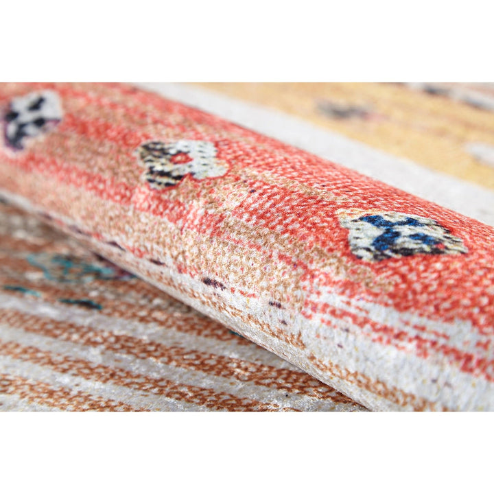 Ethnic Design Rug|Machine-Washable Carpet|Rustic Turkish Kilim Pattern Non-Slip Rug|Farmhouse Style Modern Multi-Purpose Anti-Slip Carpet