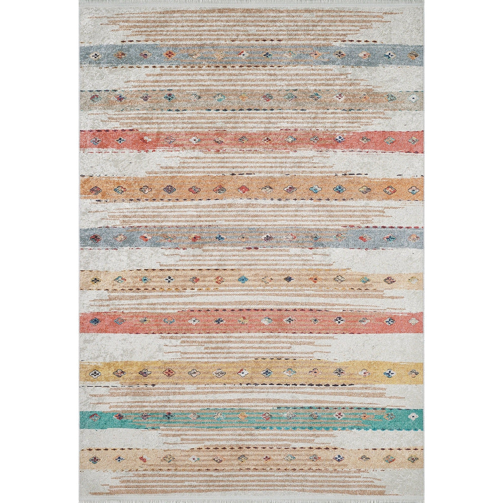 Ethnic Design Rug|Machine-Washable Carpet|Rustic Turkish Kilim Pattern Non-Slip Rug|Farmhouse Style Modern Multi-Purpose Anti-Slip Carpet