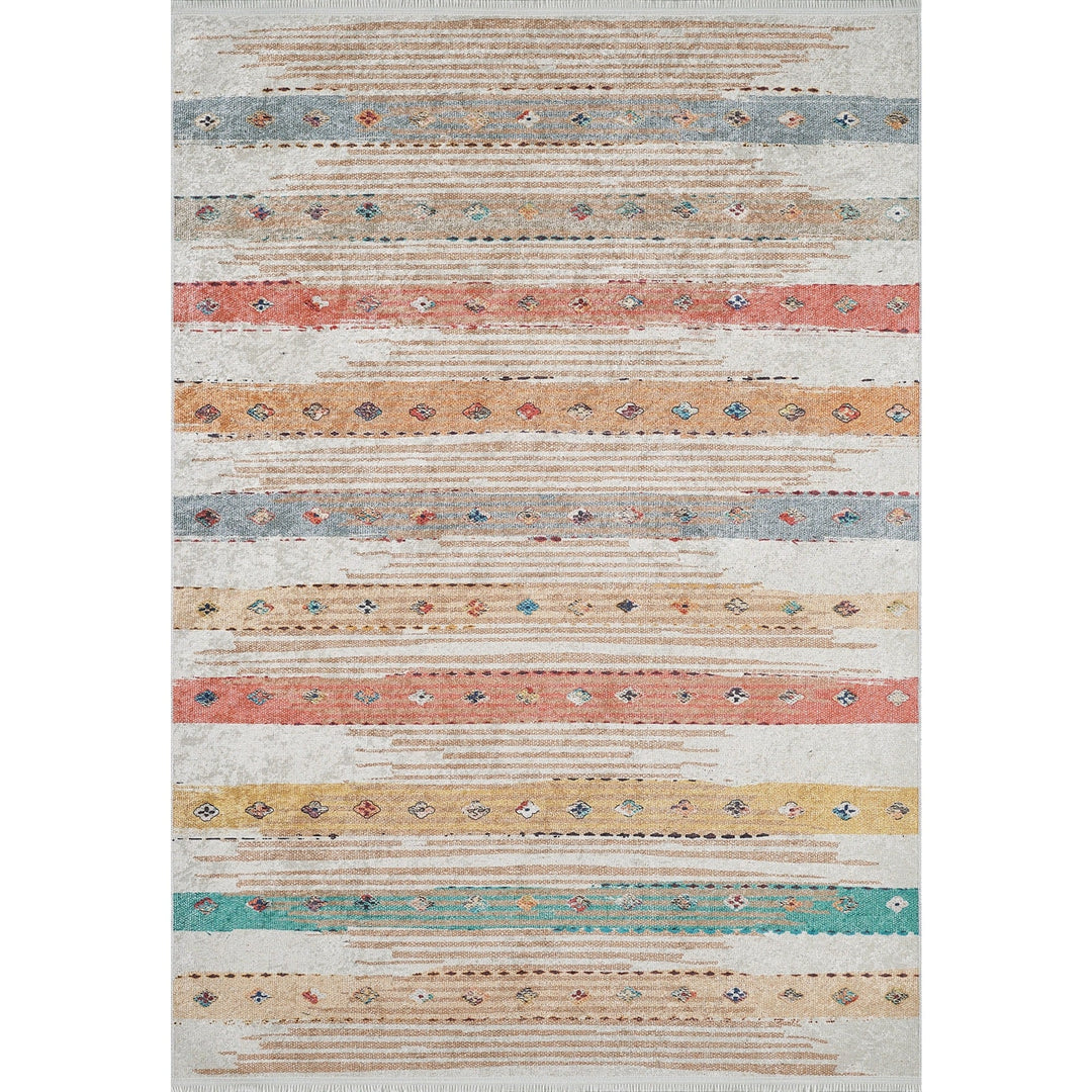 Ethnic Design Rug|Machine-Washable Carpet|Rustic Turkish Kilim Pattern Non-Slip Rug|Farmhouse Style Modern Multi-Purpose Anti-Slip Carpet
