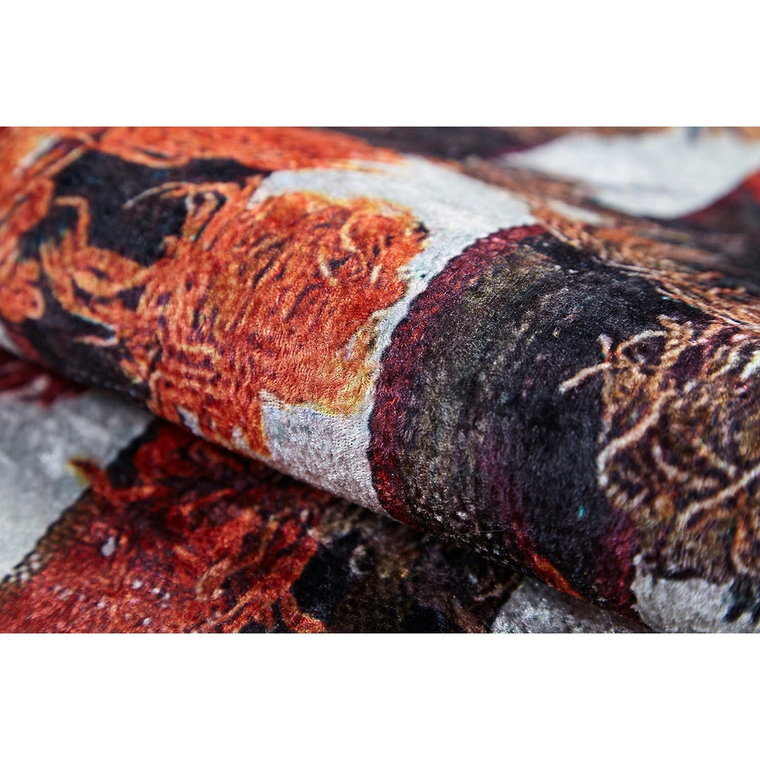 Abstract Design Rug|Machine-Washable Non-Slip Rug|Diamond Pattern Carpet|Housewarming Area Rug with Stripes|Multi-Purpose Anti-Slip Carpet