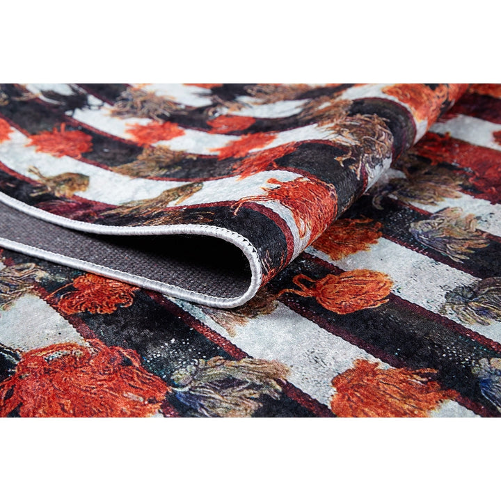 Abstract Design Rug|Machine-Washable Non-Slip Rug|Diamond Pattern Carpet|Housewarming Area Rug with Stripes|Multi-Purpose Anti-Slip Carpet