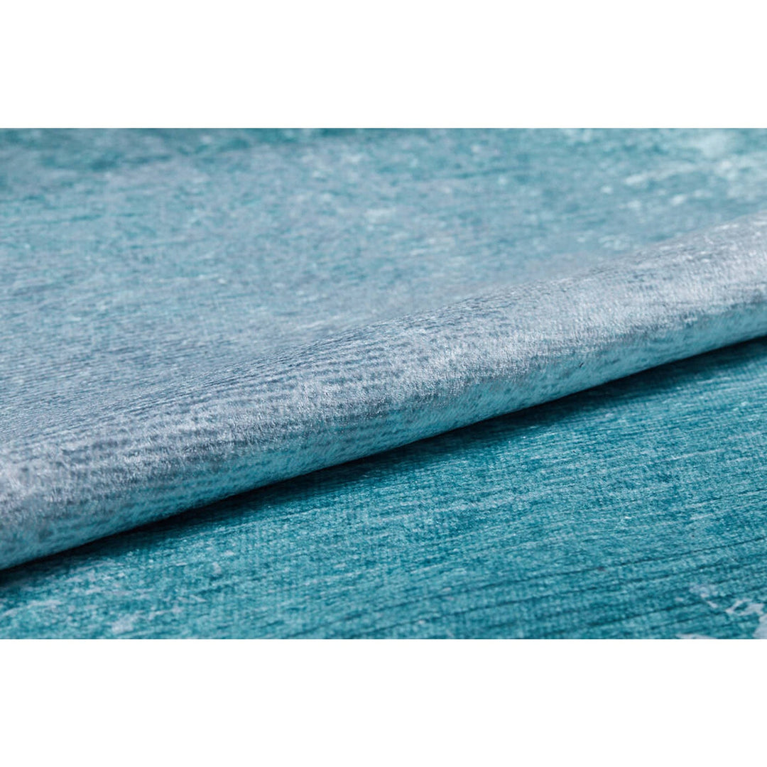 Turquoise Area Rug|Machine-Washable Non-Slip Rug|Color Transition Design Washable Carpet|Decorative Area Rug|Multi-Purpose Anti-Slip Carpet