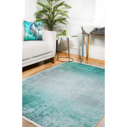 Turquoise Area Rug|Machine-Washable Non-Slip Rug|Color Transition Design Washable Carpet|Decorative Area Rug|Multi-Purpose Anti-Slip Carpet