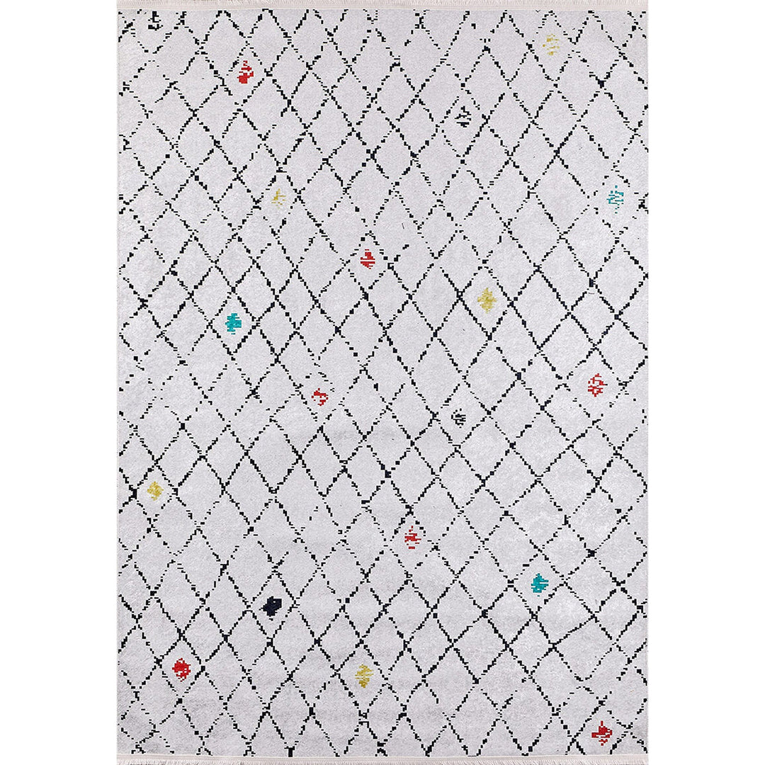 Diamond Pattern Rug|Machine-Washable Rug|Modern Style Non-Slip Carpet|Ethnic Washable Carpet|Geometric Area Rug|Multi-Purpose Anti-Slip Rug