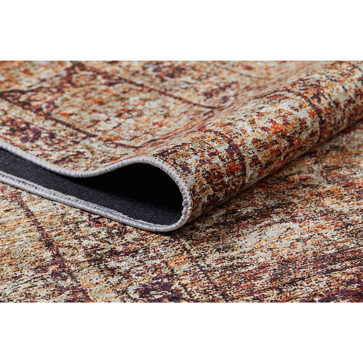 Vintage Style Rug|Machine-Washable Non-Slip Rug|Ethnic Anatolian Design Washable Carpet|Rustic Worn Looking Multi-Purpose Anti-Slip Carpet