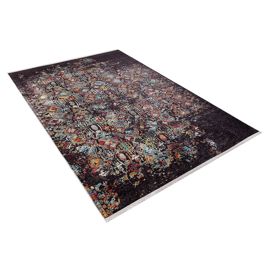 Worn Looking Rug|Machine-Washable Non-Slip Rug|Ethnic Vintage Style Washable Carpet|Traditional Housewarming Multi-Purpose Anti-Slip Carpet