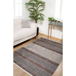 Geometric IKAT Rug|Abstract Brown Rug|Modern Non-Slip Carpet|Farmhouse Style Washable Carpet|Decorative Area Rug|Multi-Purpose Anti-Slip Rug