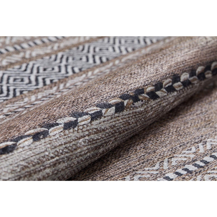 Geometric IKAT Rug|Abstract Brown Rug|Modern Non-Slip Carpet|Farmhouse Style Washable Carpet|Decorative Area Rug|Multi-Purpose Anti-Slip Rug