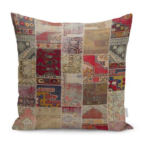 Kilim Pattern Pillow Cover|Rug Design Cushion Case|Abstract Patchwork Throw Pillow Case|Ethnic Home Decor|Anatolian Rustic Outdoor Pillowtop